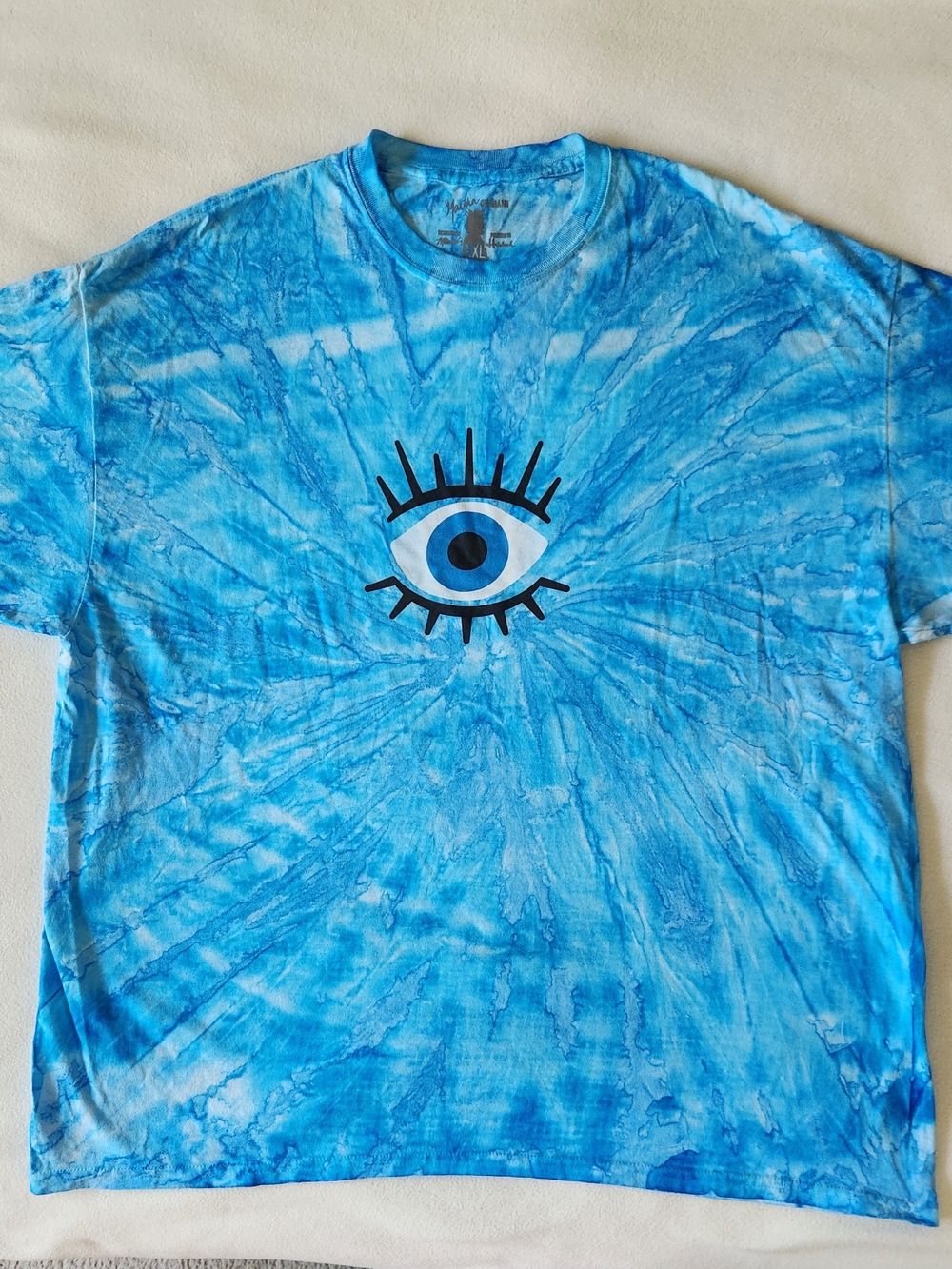 Martha Of Miami One Eye Blue Tye Dye T Shirt Size 2XL Preowned Great Condition